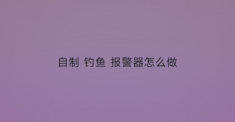 自制钓鱼报警器怎么做(钓鱼报警器怎么安装)